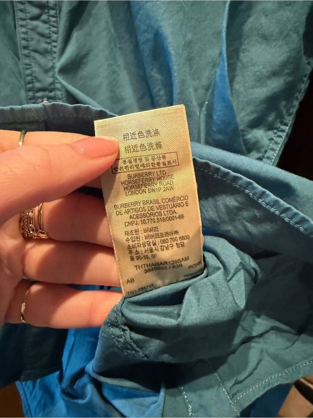 Burberry Brit Teal Button-Down Shirt - Picture 7 of 9